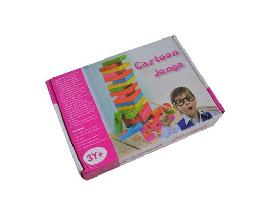 The Cartoon Jenga Wooden 54 Pieces & 6 colour for block For Kids