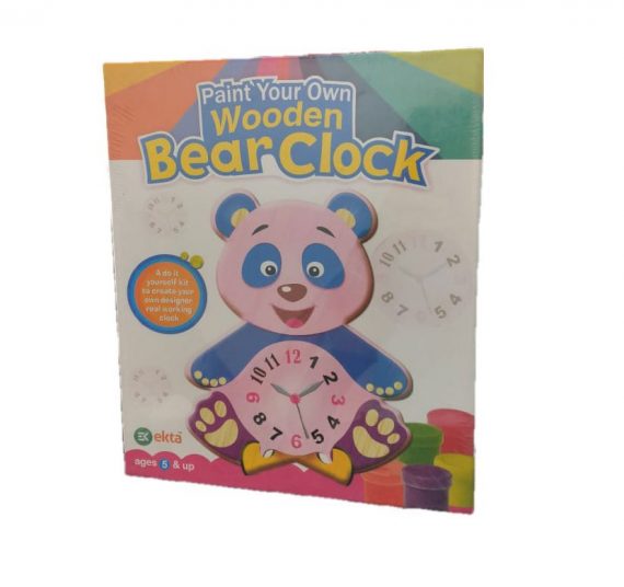 Ekta Paint Your Own Wooden Bear Clock Perfect Kit