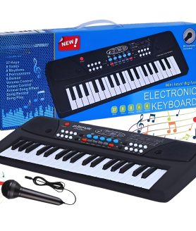 Toyoos BF-430A1 Portable Musical Educational Piano Keyboard with Microphone | 37 Keys Kids Piano | 8 Rhythms, 8 Tones, 6 Demo Songs | Record & Playback | Dual Power (USB-C / 3×AA Batteries)