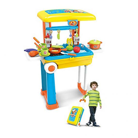 Toyoos Pretend Play Poratable Kitchen Playset With Accessories for Kids