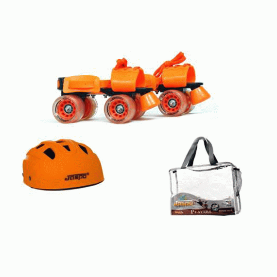 Jaspo Players Dual Orange skates+helmet+bag Combo Age 6 to 14 years