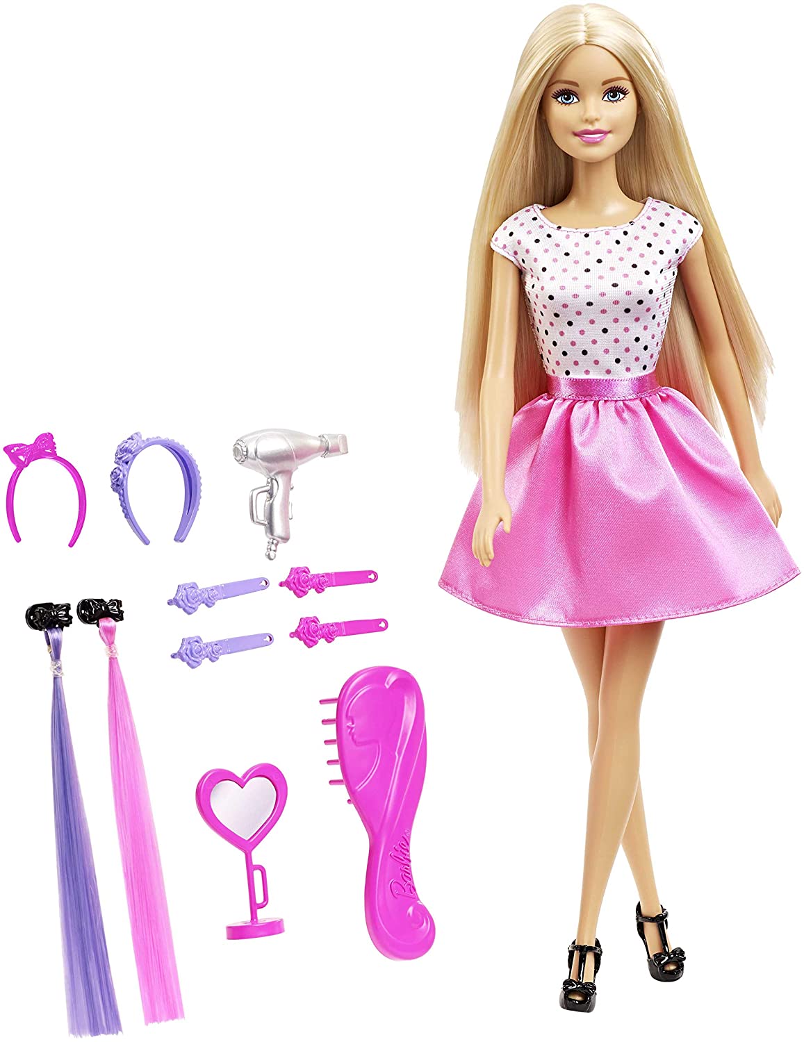 Barbie – DJP92 Doll & Playset with Hair Styling Accessories, Multi ...