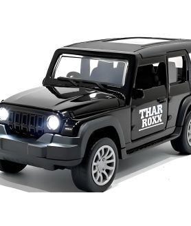 TOYOOS Thar Jeep Premium Car Toy for Kids | DieCast Metal Pull-Back Action | Openable Doors 4x4 | Light and Music | Realistic Miniature Model | Gift For Boys Girls | Black