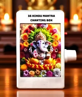 Toyoos 35-in-1 Gayatri Mantra Chanting Box | Hindu Spiritual Audio Player with Glowing Front Light | Om Chanting Device for Peace, Prosperity & Meditation | Plug & Play Mantra Machine | Ideal Spiritual Gift