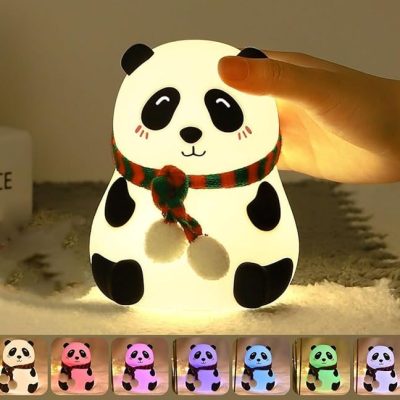 Toyoos Panda LED Night Light for Kids – Rechargeable Dimmable Silicone Lamp with 7 Colors, Cute Touch Night Lamp for Nursery & Bedroom