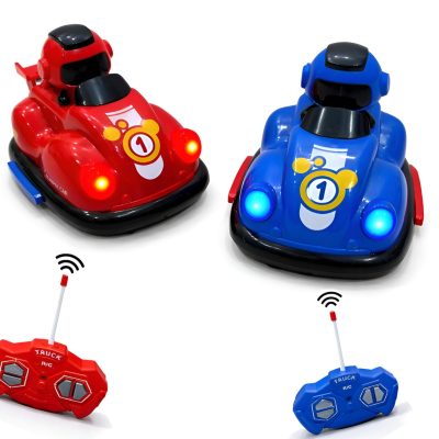 TOYOOS Pack of 2 RC Bumper Cars | Rechargeable Battle Cars with Ejectable Robot & Lights for Kids 4+