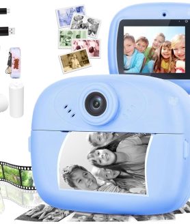Toyoos Instant Print Mini Digital Camera for Kids | 40MP Selfie & Video Recording Camera | 2.4” Screen | Supports 128GB TF Card | Includes 2 Print Paper Rolls | Gift for 4–12 Years (MultiColor)
