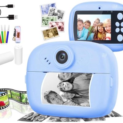 Toyoos Instant Print Mini Digital Camera for Kids | 40MP Selfie & Video Recording Camera | 2.4” Screen | Supports 128GB TF Card | Includes 2 Print Paper Rolls | Gift for 4–12 Years (MultiColor)