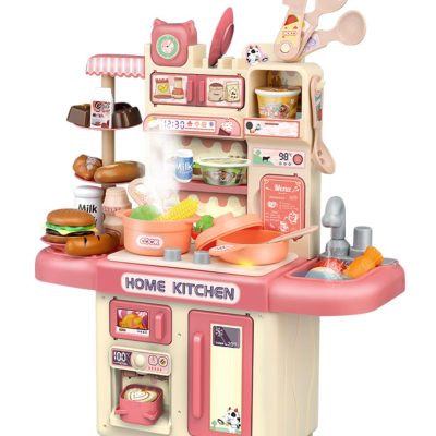 Toyoos Dream Kitchen Playset with Mist Spray for Kids Realistic Pretend Cooking Set with Light-Up Stove & Working Sink | Modern Kitchen Role Play Toy | Multicolor