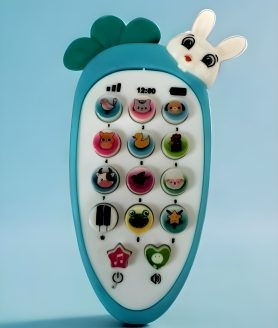 Toyoos Radish Style Cute Rabbit Face Pretend Play Mobile Phone Toy | Musical Light-Up Cell Phone Toy with Ringtones | Interactive Role Play Toy for Kids & Toddlers | Multicolor