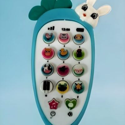 Toyoos Radish Style Cute Rabbit Face Pretend Play Mobile Phone Toy | Musical Light-Up Cell Phone Toy with Ringtones | Interactive Role Play Toy for Kids & Toddlers | Multicolor