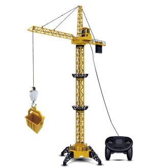 TOYOOS Big Size RC Tower Crane Toy | DIY Remote Control Construction Crane with Wired Controller | 360° Rotation & Lifting Function | Perfect Gift for Kids