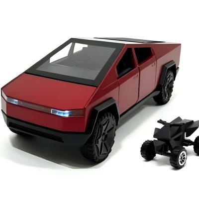 TOYOOS Cyber Truck with ATV Motorcycle 1:32 Scale Die-Cast Model | Alloy Pull-Back Toy Car with Lights & Music | Openable Doors, Bonnet & Boot | Premium Gift for Kids | Colour May Vary