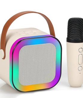 Toyoos Wireless Karaoke Machine with Microphone | Bluetooth 5.3 Speaker with Echo Control, Colorful LED Lights & Rechargeable Battery | Portable Karaoke Mic Set for Kids & Adults