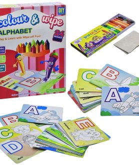 Toyoos Color & Wipe Alphabet Kit | 24 Reusable Learning Cards Preschool Coloring & Writing Practice Set | Reusable Wipe-Clean Educational Game for Toddlers (3+ Years)