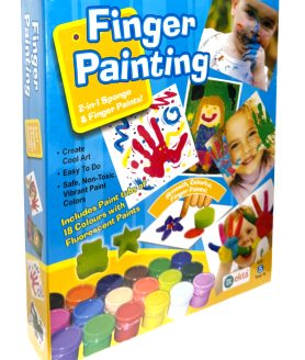 Toyoos 2-in-1 Finger Painting Kit for Kids (5+ Years) Sponge & Finger Art Set | 18 Smooth & Colorful Finger Paints | Creative Fun Activity – Multicolour