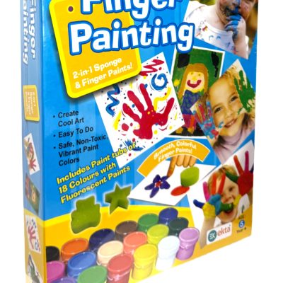 Toyoos 2-in-1 Finger Painting Kit for Kids (5+ Years) Sponge & Finger Art Set | 18 Smooth & Colorful Finger Paints | Creative Fun Activity – Multicolour