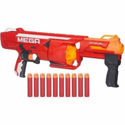 Nerf Mega Rotofury Foam Dart Blaster with 10-Dart Rotating Drum | Pump Action Toy Gun Includes 10 Mega Darts | Outdoor Action Toy for Kids, Teens & Adults