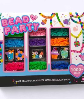 Bead Party DIY Jewelry Making Kit, 1000+ Colorful Beads, Bracelet Necklace Earring Craft Set for Kids, Ages 6+