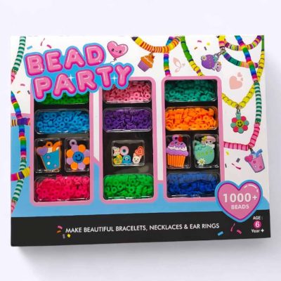 Bead Party DIY Jewelry Making Kit, 1000+ Colorful Beads, Bracelet Necklace Earring Craft Set for Kids, Ages 6+