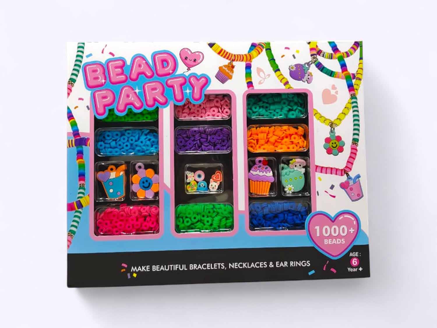 Bead Party DIY Jewelry Making Kit, 1000+ Colorful Beads, Bracelet Necklace Earring Craft Set for Kids, Ages 6+