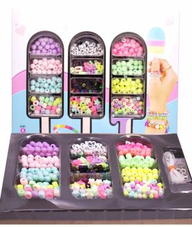 Toy Cloud Ice Pop Beads & Charms Set, Make Your Own Personalized Bracelets & Jewelry with Colorful Beads, Letters, and Charms Perfect Craft Kit for Kids