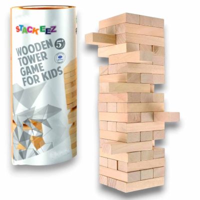 Toyoos Wooden Tower Stacking Game (54 Pieces), Classic Balance Block Building Game for Kids & Family, Fun Wooden Tumbling Tower Board Game