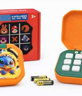 Sojo AI Intelligent Tic Tac Toe Game for Kids | Orange Electronic Strategy Board Toy with Cute Monster Design | Smart Learning Game with Sound & Light-Up Buttons | Educational Toy (3+ Years)