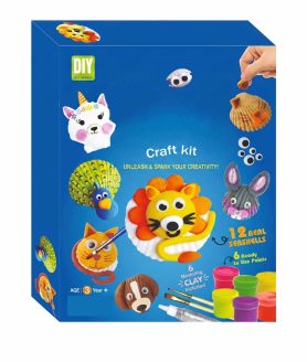 Ekta Shell Painting Craft Kit, DIY Activity, 12 Real Seashells, 6 Modelling Clay, 6 Paints, Age 3 Years+