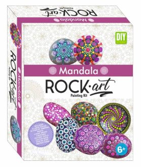 FairyFrolic_Rock Art Mandala Set - Premium DIY Painting Kit with Natural Stones, Acrylic Paints, and Brushes for Mindful Creativity - Perfect for Adults & Kids