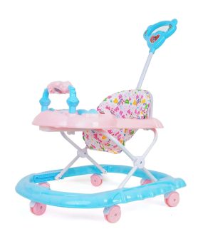 Musical Activity Baby Walker 111 with Music & Parent Handel Rod & Adjustable Height for Kids (Blue,Purple)