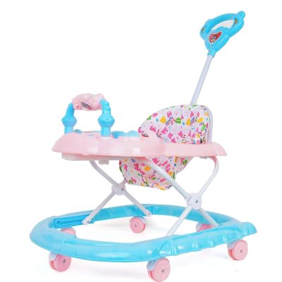 Musical Activity Baby Walker 111 with Music & Parent Handel Rod & Adjustable Height for Kids (Blue,Purple)