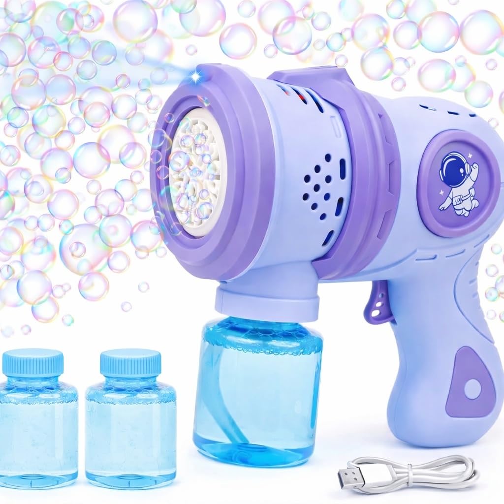 Goyal's Rechargeable Big Size Bubble Machine for Kids Automatic Bubble Gun Leak-Proof Design with 2 Bubble Solution