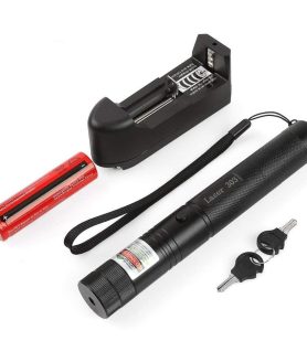 Iktu Red Light Laser Pointer 303 Pen Adjustable Focus Visible Beam + 2 Keys 5mW 650nm (Red)