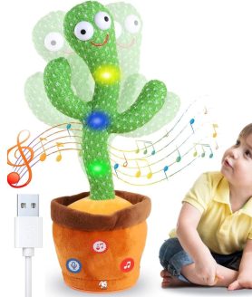 Storio Rechargeable Toys Talking Cactus Baby Toys for Kids Dancing Cactus Toys Can Sing Wriggle & Singing Recording Repeat What You Say Funny Education Toys for Children Playing Home Decor for Kids