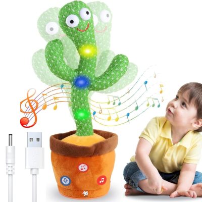 Toyoos Talking Dancing Cactus Toy for Kids, Rechargeable Singing & Recording Cactus Toy with Repeat Voice, Wriggle Dance, Music & Educational Fun Toy for Boys & Girls