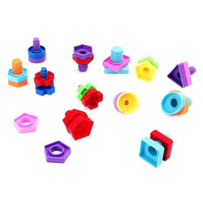 SEEKHO Nut & Bolt Shapes Construction Toy for Kids | Colorful Assemble & Play Learning Set | Eye-Hand Coordination Educational Toy for Age 3+ Years