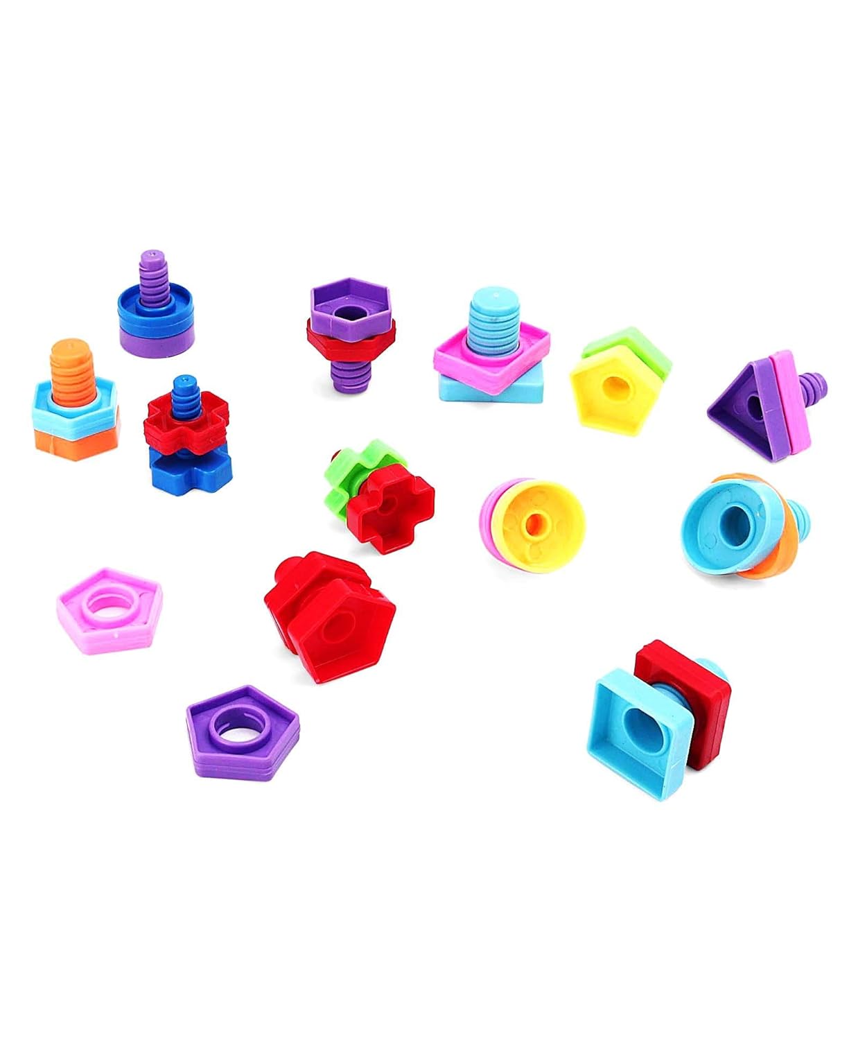 SEEKHO | Nut Bolt/Shapes Nut Bolt/Shelf Corrected Nut Bolt/Coloured Nut Bolt/Eye Hand Coordination/Assemble and Play Plus 3 Years Kids Toy in Box Packing