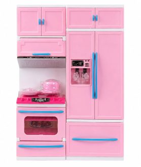 SHAKTISM Kids Kitchen Play Set Toy for Girls | Cooking Kitchen Set with Fridge, Stove, Oven/Microwave & Accessories | Pretend Cooking Role Play Toy for Boys & Girls Age 3+ (Oven Kitchen Set)