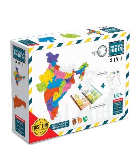 Discover India Map Puzzle with 29 Sturdy Premium Plastic State Pieces, a Fun Facts Booklet, Activity Sheets & Comprehensive Textbook. The Perfect Game to Spend Some Family time Together.
