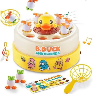 MUREN® Bounce & Spin Catching Game to Build Focus Fine Motor Skills Little Yellow Catching Ducks, Montessori Musical Interactive Learning Toy for Kids