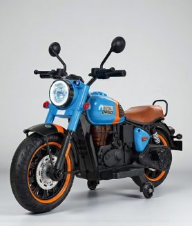 Royal Enfield 12V Battery Operated Ride-On Classic-350 Bike for Kids | Rechargeable Electric Bike with LED Lights, Music & Horn | Ages 2–8 Years (Blue)
