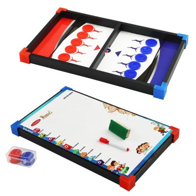 SIMARR 2-in-1 Junior Sling Puck Game with Whiteboard | Fast String Hockey Tabletop Board Game for Kids & Family | Indoor Educational Fun Game