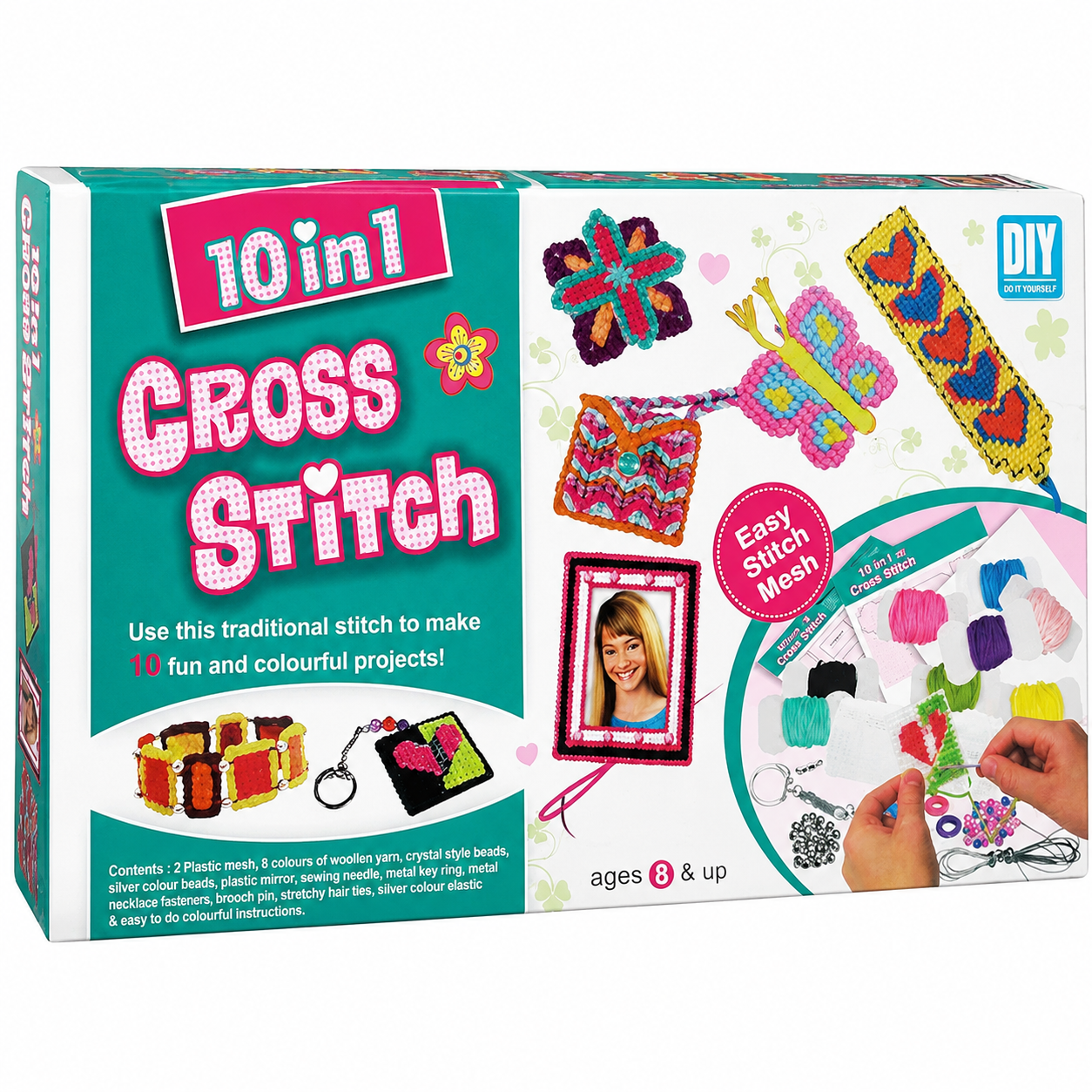 Plastic and Wool Cross Stitch Craft Kit Game (Multicolour)