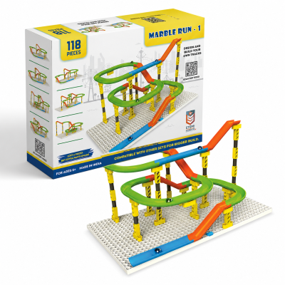 Blix Marble Run Construction Set – 118 Pieces | DIY Marble Track Building Toy for Kids | STEM Learning & Engineering Kit | Compatible with Other Brick Brands | Ages 5+