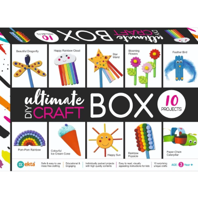 Ekta DIY Ultimate Craft Box for Kids | 10 Creative Art & Craft Projects | Complete DIY Activity Kit for Ages 3+ | Educational & Screen-Free Fun