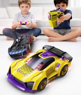 RC Battle Car for Kids 3-12 Years, Remote Control Car with 2 Player Shooting Game, Rechargeable Toy Car with Flip Action, RC Cars for Boys Girls, Birthday Gift