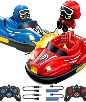 Big Size RC Bumper Cars Set of 2 | Premium 2 Player Remote Control Battle Cars with Ejectable Drivers, 360° Spin Drift, Lights & Music | Rechargeable Fighting Car Toy Gift Set
