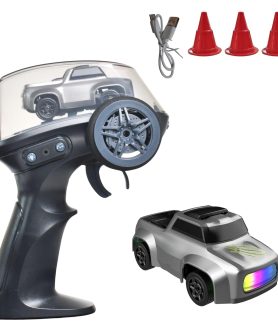 FEXXA Dash Remote Control Car | 2.4Ghz, 1:64 Scale | Rc Cars, Remote Control Car Toy, Rc Drifting Cars, Interchangable Wheel Sleeves, 4 Light & 2 Speed Modes (K13 Blue)