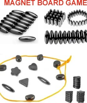 Magnetic Strategy Board Game (24 Pcs) for Kids (6+) & Adults | Fun Family Game with Magnets & Lanyard Rope | Brain Boosting Logic & Reflex Challenge | Travel & Party Game for All Ages